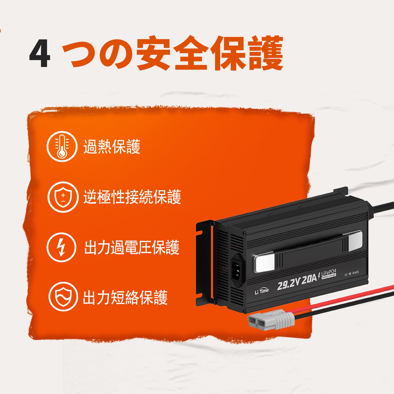 リン酸鉄リチウムイオンバッテリー充電器